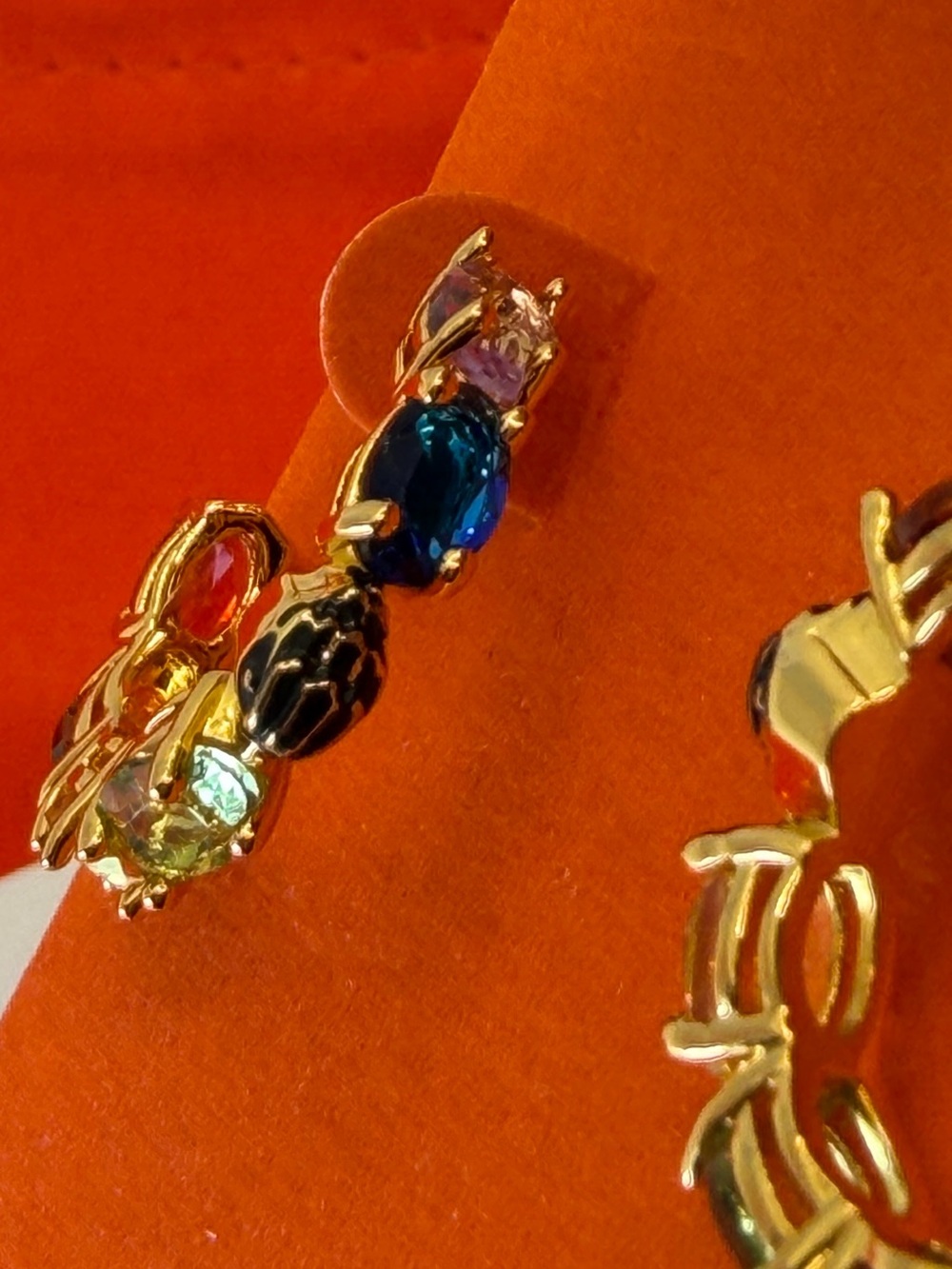 Kurt Geiger London Rainbow Crystal Hoop Earrings Gold Tone NWT $78 - Picture 4 of 12
